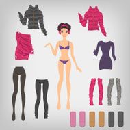 Vector paper doll with winter clothes
