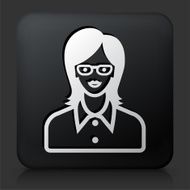 Black Square Button with Female Face Icon N25