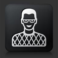 Black Square Button with Male Face Icon N29