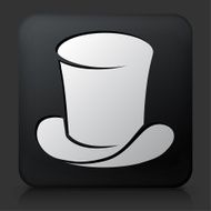 Black Square Button with Magician&#039;s Hat