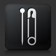 Black Square Button with Needle &amp; Safety Pin