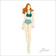 Girl in retro bikini Vector illustration