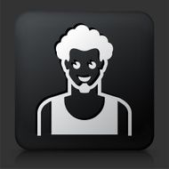 Black Square Button with Male Face Icon N31