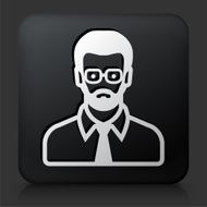 Black Square Button with Male Face Icon N32