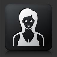 Black Square Button with Female Face Icon N27