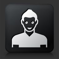 Black Square Button with Male Face Icon N33