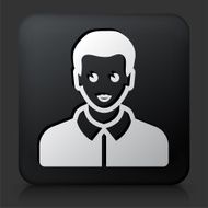 Black Square Button with Male Face Icon N34