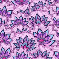 Spring pattern with violet handdrawn flowers