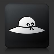 Black Square Button with Sun Hat Icon
