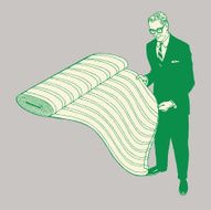 Man With Bolt of Fabric