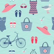 Summer beach vacation outfit seamless pattern