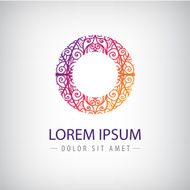 vector abstract colorful lace floral line ornamental round icon