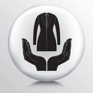 Round Icon With Two Hands Cupping a Dress Suit Silhouette