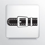 Square Icon with Leather Black Belt and Silver Buckle