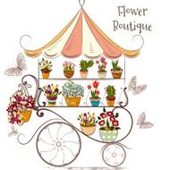 Beautiful illustration with flower shop or boutique fully of flo