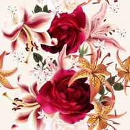 Beautiful seamless floral pattern with roses in watercolor style