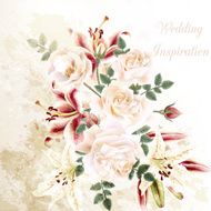 Fashion vector background with roses in vintage style