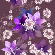 Floral seamless vector pattern with flowers in watercolor style N2