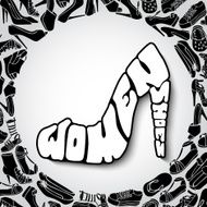 Hand drawn women&#039;s shoes with title in high heel