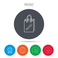 Present shopping bag icon Gift handbag sign