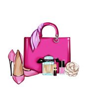 Hand drawn fashion illustration - Background Fashion designer bag N2