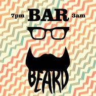 Beard logo template seamless pattern waves background
