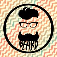 Beard logo template seamless pattern waves background N2