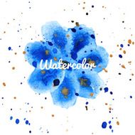 Blue flower splash watercolor hand drawn background