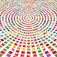 Abstract colorful squares radial concept geometric background