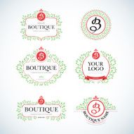 Green Boutique Luxury Vintage Crests logo templates set