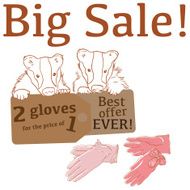 Big Sale illustration with cute badgers leather gloves and labels