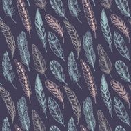 Seamless pattern Hand drawn vector vintage illustration - Feathers