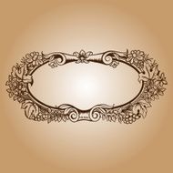 Vector vintage border frame engraving with retro ornament patter N3