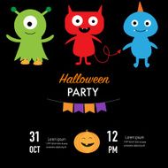 Halloween party invitation cards monster character vector illustration EPS10