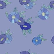 Blue flowers on white background