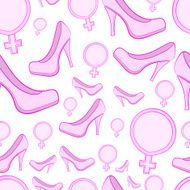 Seamless female shoe and signs