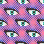Pop art style halftone eyes pattern