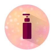 Flat style bottle icon on blurred background