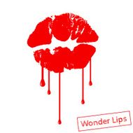 Red lipstick marks with filmy design