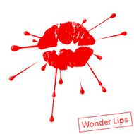 Red lipstick marks with splashing design