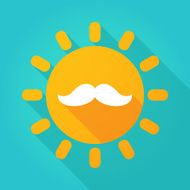 Long shadow sun icon with a moustache