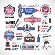 Barber shop symbols signs labels collection N2