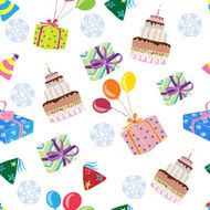 Seamless pattern with cakes and gifts