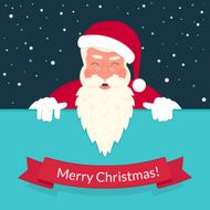 Smiling Santa Claus wearing red hat and glasses greeting card