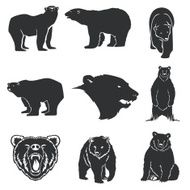 Retro bear mascot for emblems logos vector icons set