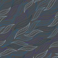 blue leaves on grey background vector seamless abstract hand-dra