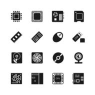 Computer chips vector icons set