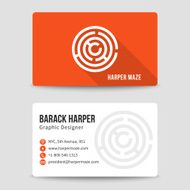 Modern business card vector template with maze logo N2