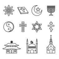 Religion line icons vector set