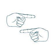 Two Human Hands Index Finger Hand Drawn Vector
